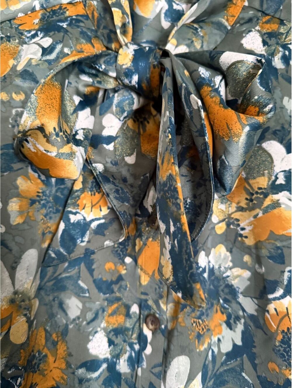 Denim & Company QVC NEW Women's Button Down Blouse Size Large Floral City Chic - Picture 5 of 9